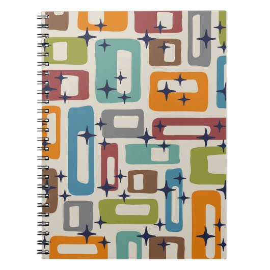 Retro Mid Century Modern Abstract patroon Notitieboek (Voorkant)