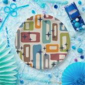Retro Mid Century Modern Abstract patroon Papieren Bordje (Feest)