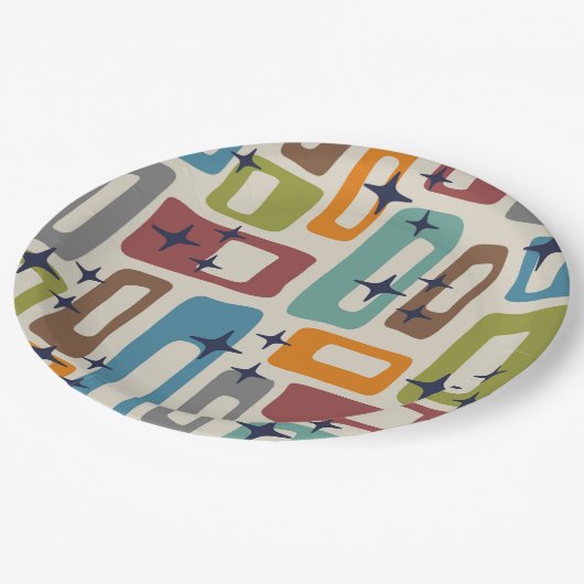 Retro Mid Century Modern Abstract patroon Papieren Bordje (Gekanteld)