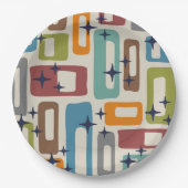 Retro Mid Century Modern Abstract patroon Papieren Bordje (Voorkant)