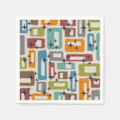 Retro Mid Century Modern Abstract patroon Servet (Voorkant)