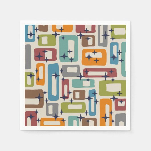 Retro Mid Century Modern Abstract patroon Servet (Voorkant)