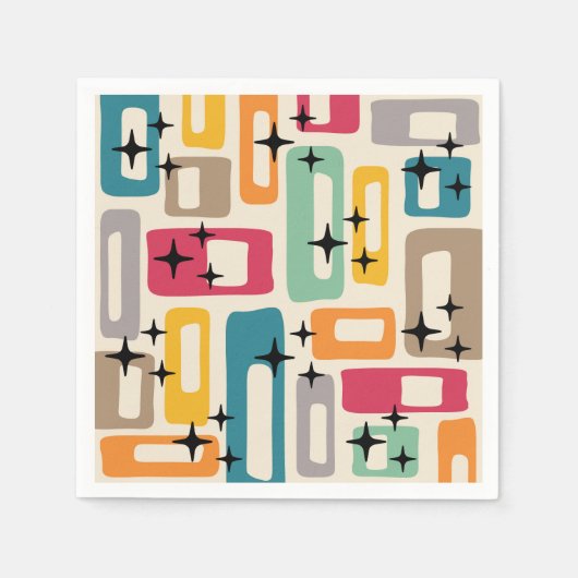 Retro Mid Century Modern Abstract patroon Servet (Voorkant)