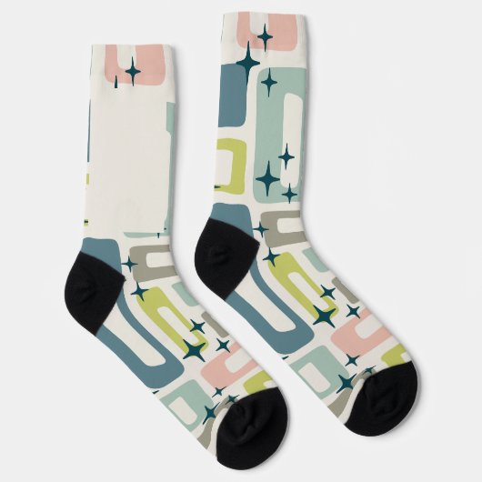 Retro Mid Century Modern Abstract patroon Sokken (Rechts)