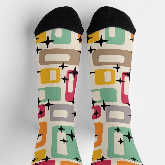 Retro Mid Century Modern Abstract patroon Sokken (Top)