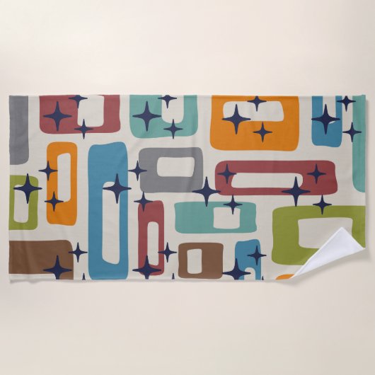 Retro Mid Century Modern Abstract patroon Strandlaken (Voorkant)