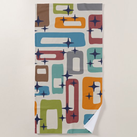 Retro Mid Century Modern Abstract patroon Strandlaken (Voorkant)