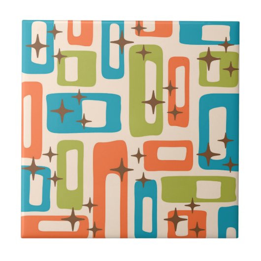 Retro Mid Century Modern Abstract patroon Tegeltje (Voorkant)