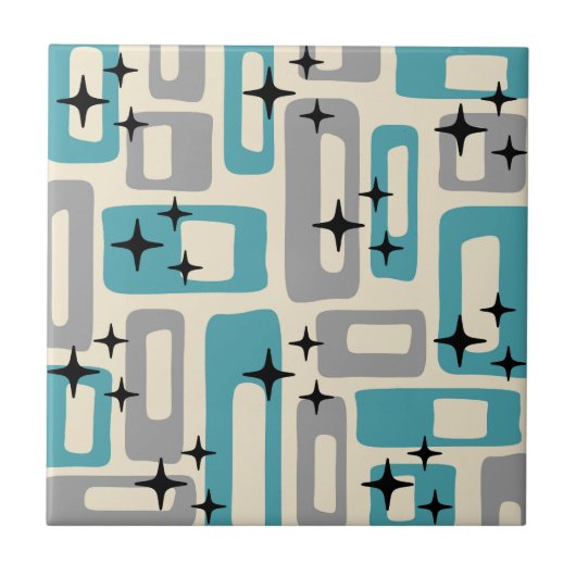 Retro Mid Century Modern Abstract patroon Tegeltje (Voorkant)
