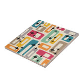 Retro Mid Century Modern Abstract patroon Tegeltje (Zijkant)