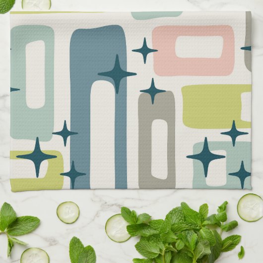 Retro Mid Century Modern Abstract patroon Theedoek (Gevouwen)