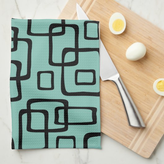 Retro Mid Century Modern Abstract patroon Theedoek (Quarter Fold)