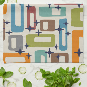 Retro Mid Century Modern Abstract patroon Theedoek