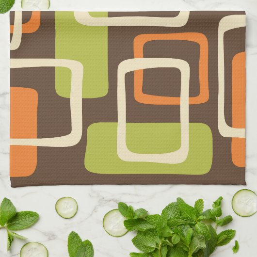 Retro Mid Century Modern Abstract patroon Theedoek (Gevouwen)