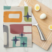 Retro Mid Century Modern Abstract patroon Theedoek (Quarter Fold)