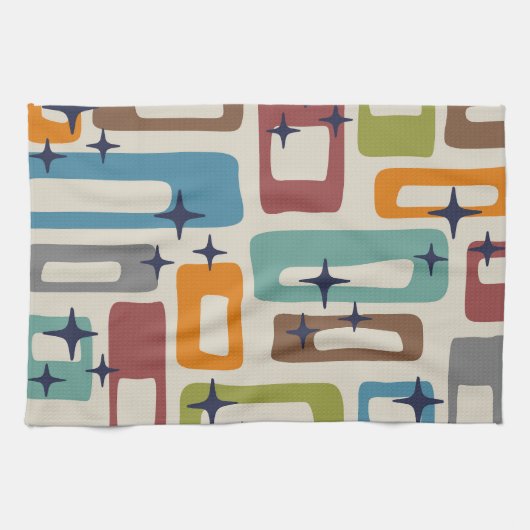 Retro Mid Century Modern Abstract patroon Theedoek (Horizontaal)