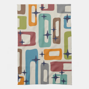 Retro Mid Century Modern Abstract patroon Theedoek