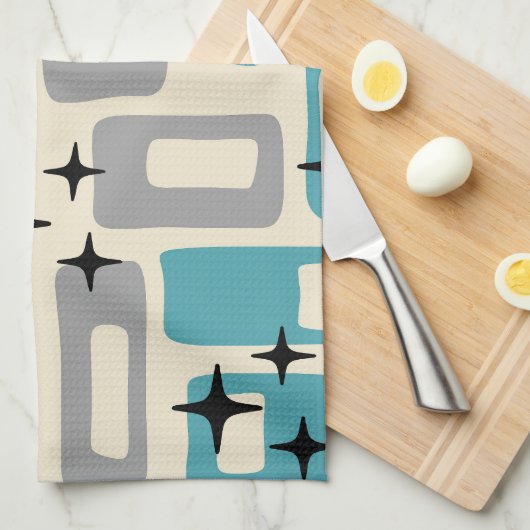 Retro Mid Century Modern Abstract patroon Theedoek (Quarter Fold)