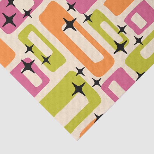 Retro Mid Century Modern Abstract patroon Tissuepapier (Detail)