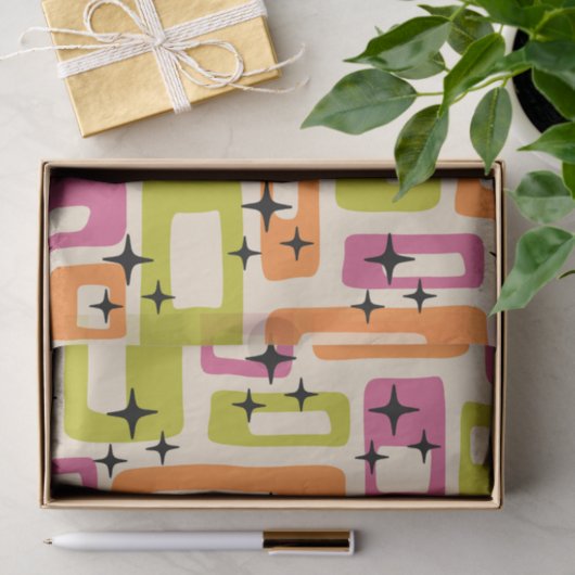 Retro Mid Century Modern Abstract patroon Tissuepapier (Geschenk)