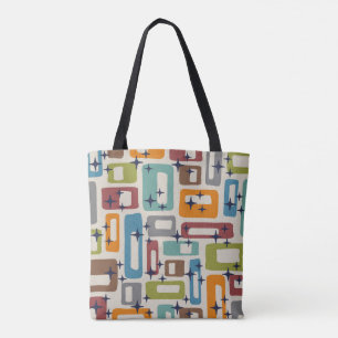 Retro Mid Century Modern Abstract patroon Tote Bag