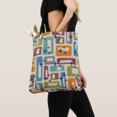Retro Mid Century Modern Abstract patroon Tote Bag (Dichtbij)