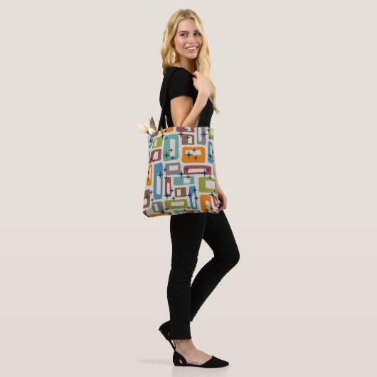 Retro Mid Century Modern Abstract patroon Tote Bag (Op model)