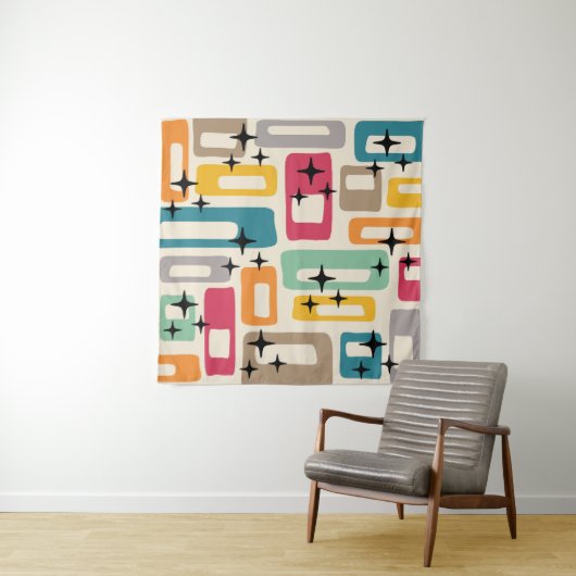 Retro Mid Century Modern Abstract patroon Wandkleed (In Situ (horizontaal))
