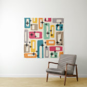 Retro Mid Century Modern Abstract patroon Wandkleed (In situ)