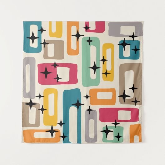 Retro Mid Century Modern Abstract patroon Wandkleed (Voorkant)