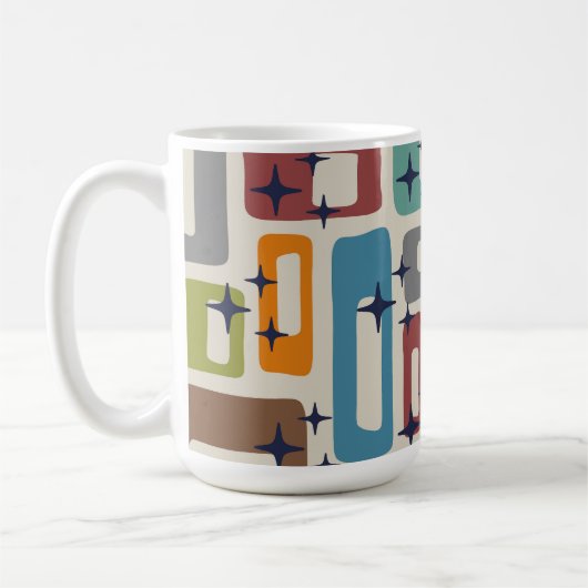 Retro Mid Century Modern Abstract Pattern Koffiemok (Links)