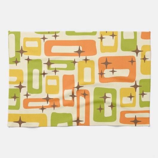 Retro Mid Century Modern Abstract Pattern Theedoek (Horizontaal)