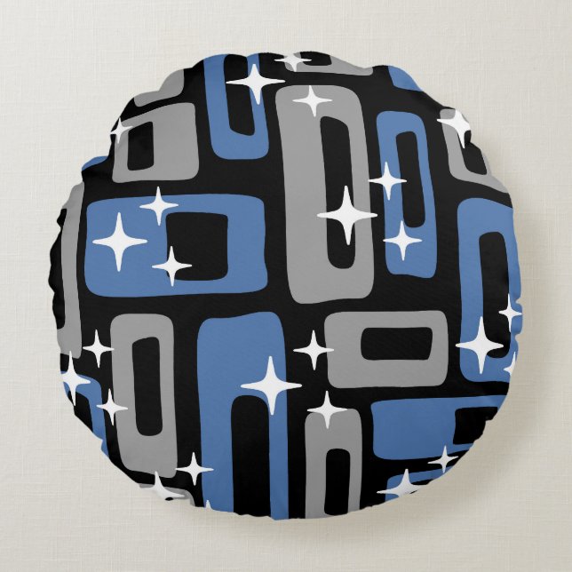 Retro Mid Century Modern Abstract Rond Kussen (Voorkant)