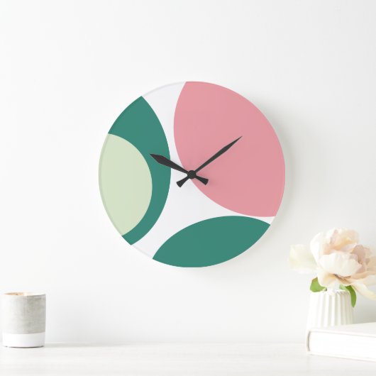 Retro Mid Century Modern Abstract roze groen Grote Klok (Huis)