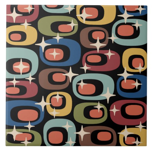 Retro Mid Century Modern Abstract Tegeltje (Voorkant)