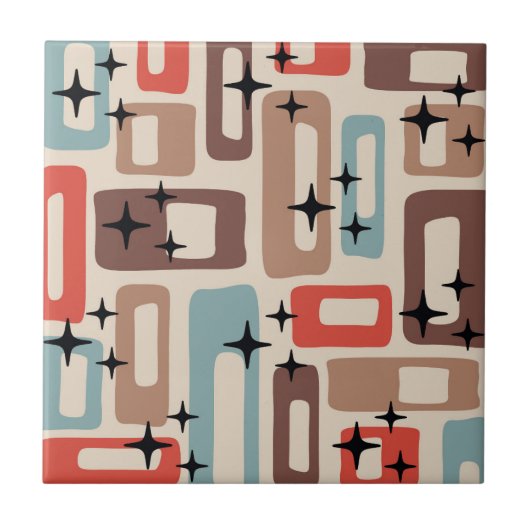 Retro Mid Century Modern Abstract Tegeltje (Voorkant)