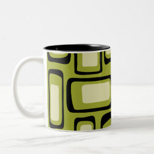 Retro Mid Century Modern Abstract Tweekleurige Koffiemok