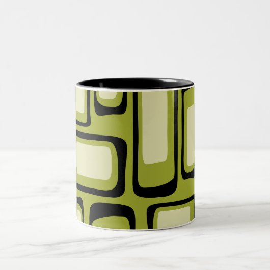 Retro Mid Century Modern Abstract Tweekleurige Koffiemok (Center)