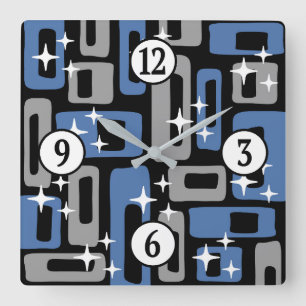 Retro Mid Century Modern Abstract Vierkante Klok