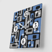 Retro Mid Century Modern Abstract Vierkante Klok (Hoek)