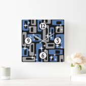 Retro Mid Century Modern Abstract Vierkante Klok (Huis)