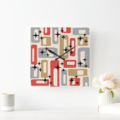 Retro Mid Century Modern Abstract Vierkante Klok (Huis)