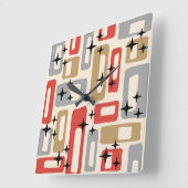 Retro Mid Century Modern Abstract Vierkante Klok (Hoek)