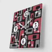 Retro Mid Century Modern Abstract Vierkante Klok (Hoek)