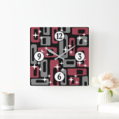 Retro Mid Century Modern Abstract Vierkante Klok (Huis)