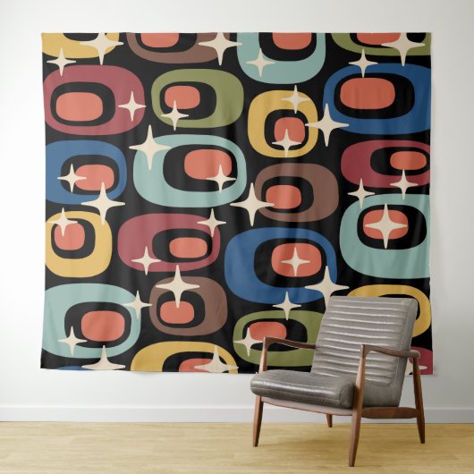 Retro Mid Century Modern Abstract Wandkleed (In Situ (horizontaal))