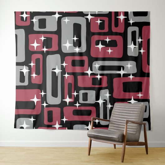 Retro Mid Century Modern Abstract Wandkleed (In Situ (horizontaal))