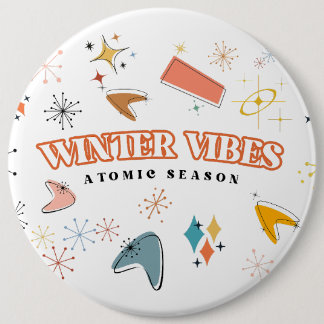 Retro Mid-Century Modern Atomaire Winter Vibes Ronde Button 6,0 Cm