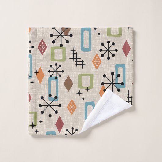 Retro Mid Century Modern Atomic Abstract Pattern Bad Handdoek (Wasdoekje)