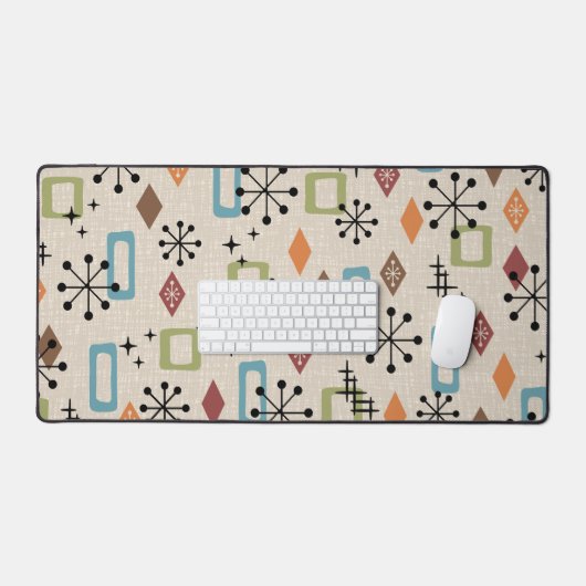 Retro Mid Century Modern Atomic Abstract Pattern Bureaumat (Keyboard & Muis)